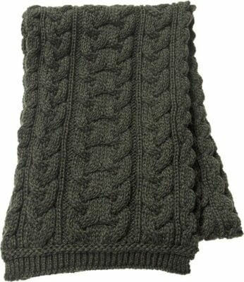 Aran Crafts Irish Cable Knit Wool Scarf