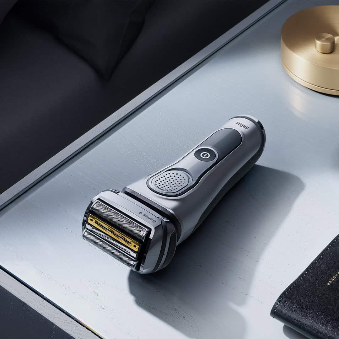 a braun S9 shaver on a desk