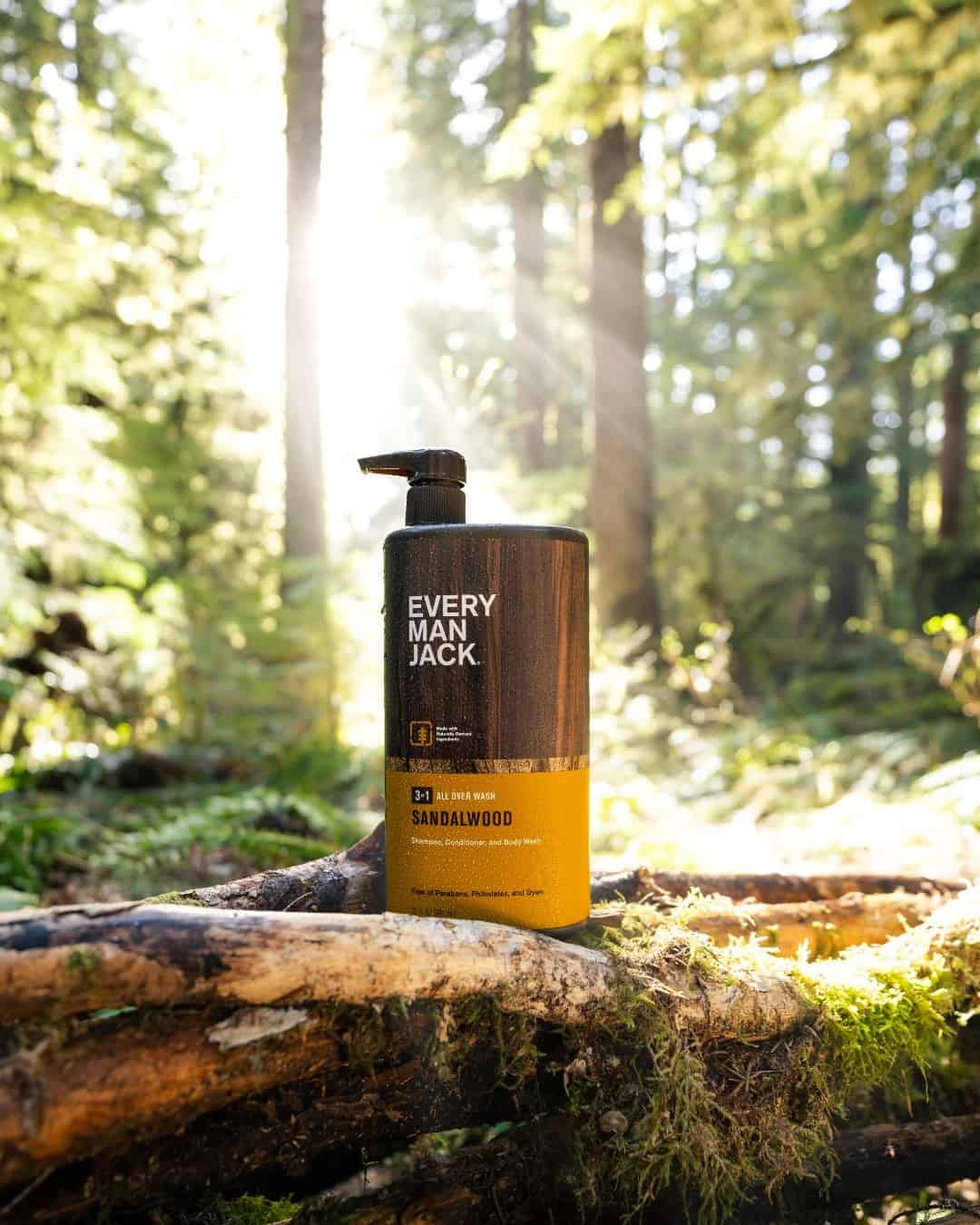 a bottle of every man jack sandalwood all over wash