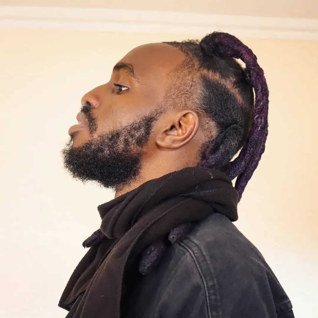 man with purple dreads