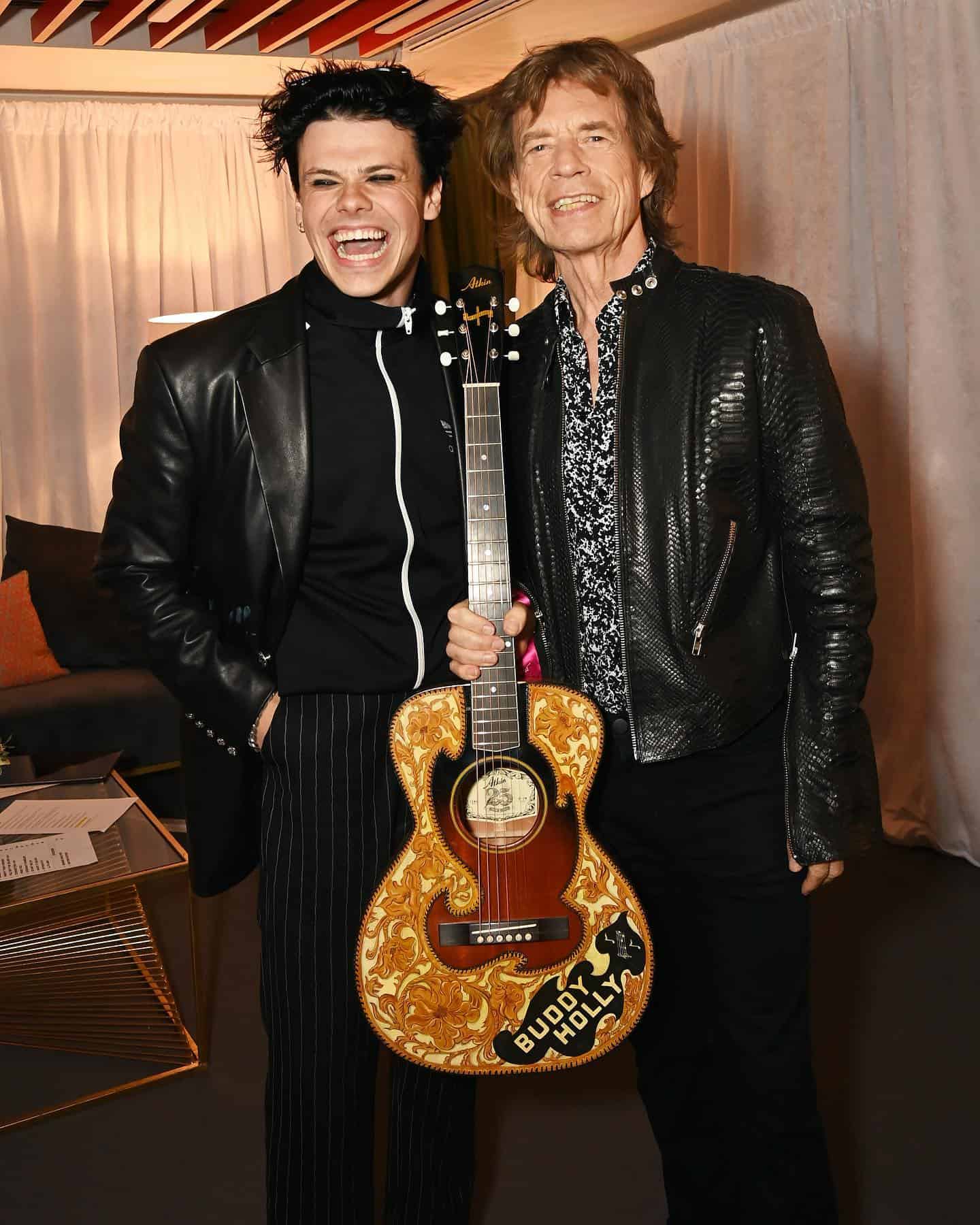 mick jagger and yungblud wearing leather jackets