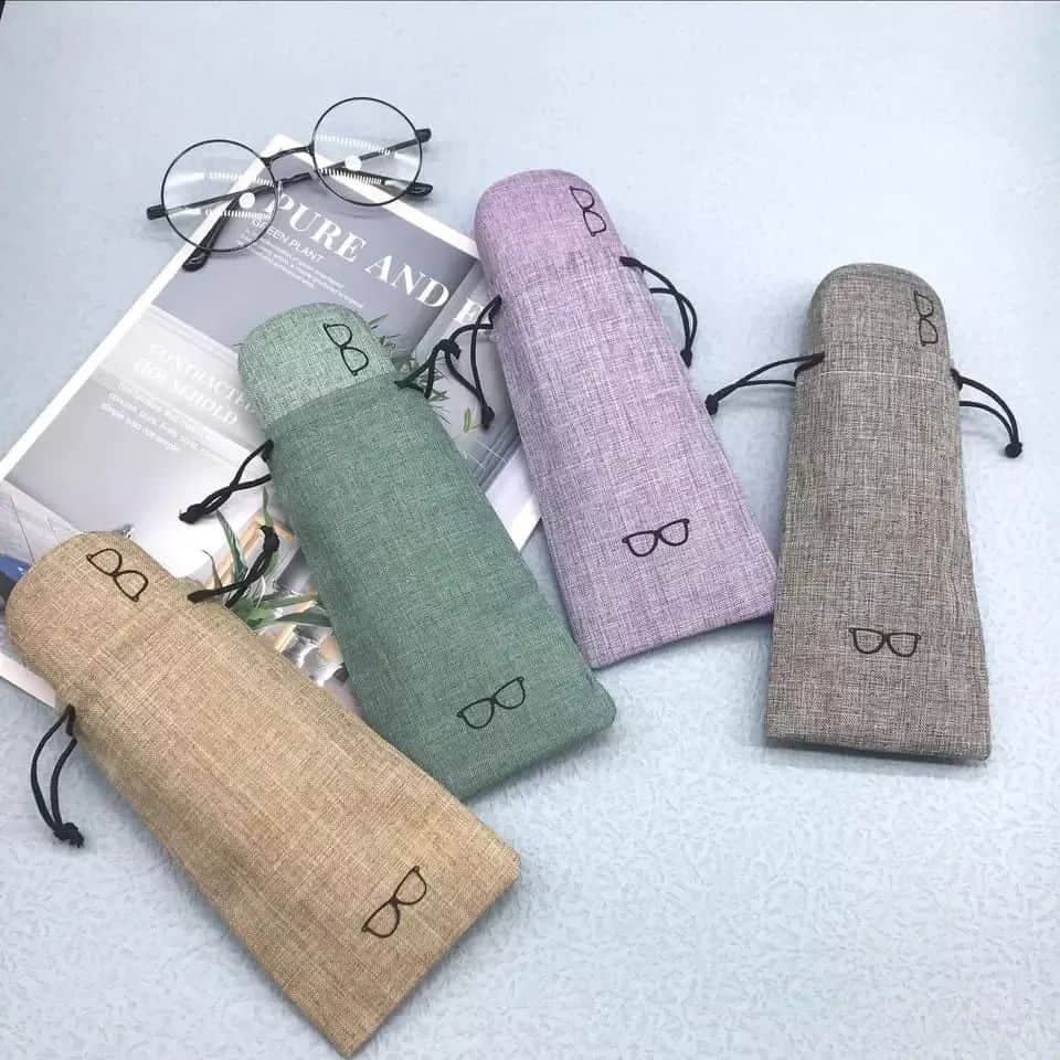 Hard Denim Fabric Sunglasses Box with Pouch