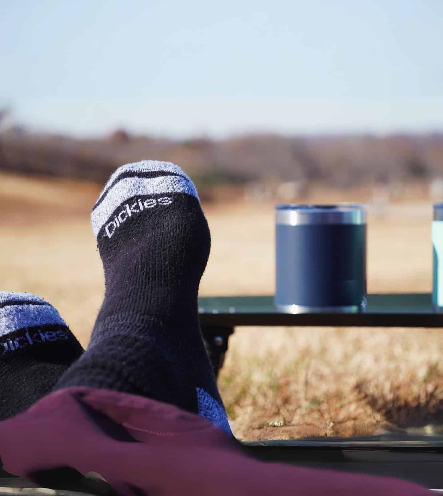 wearing a pair of max comfort crew socks by dickies