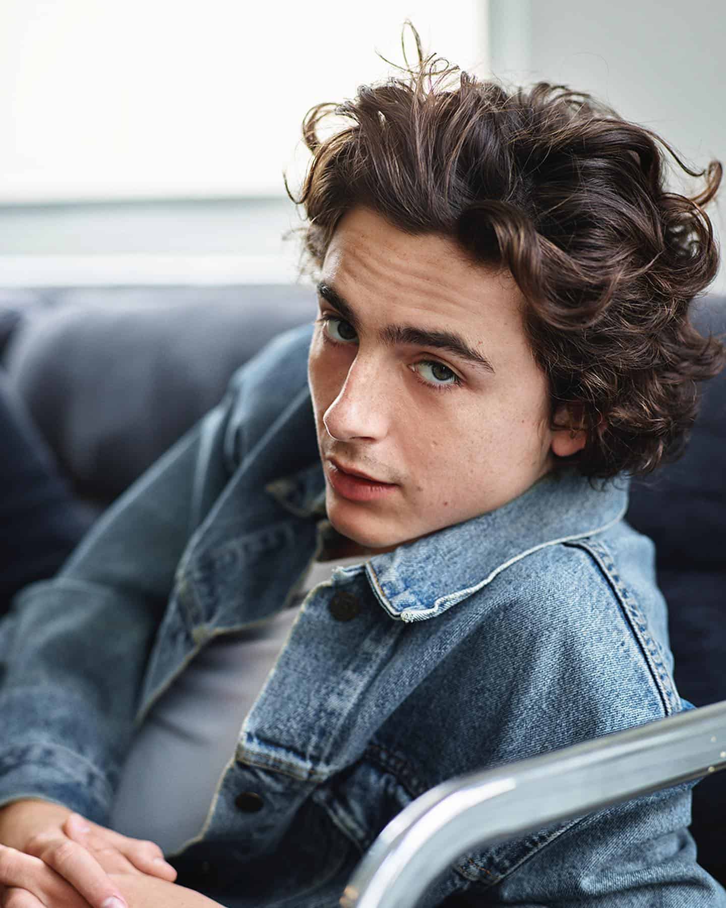 Timothée Chalamet wearing a denim jacket