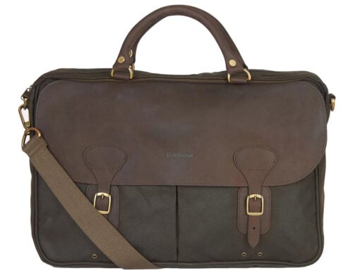 Barbour Wax Cotton and Leather Trim Satchel