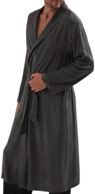 Lunya Mens Washable Silk Robe Meditative Gray