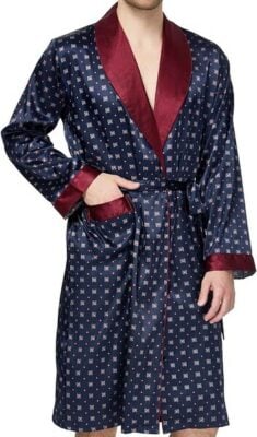 Tony & Candice Men's Satin Robe Lightweight Long Sleeve Silk Kimono Bathrobe with Shorts Set Sleepwear