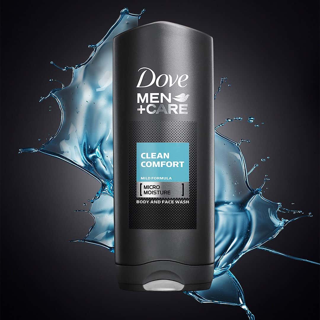 a bottle of clean comfort body and face wash by dove men care