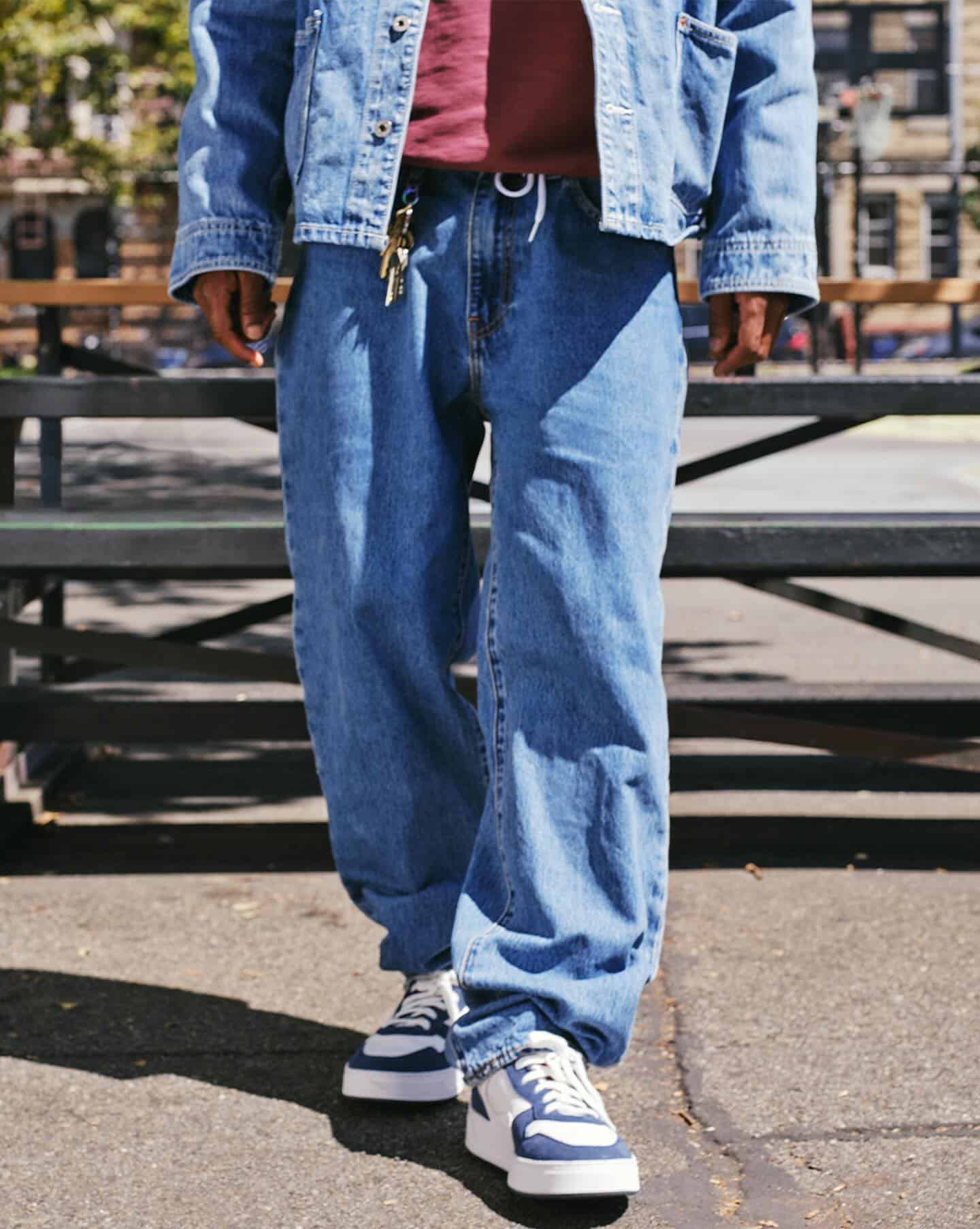 wearing a pair of levi's jeans