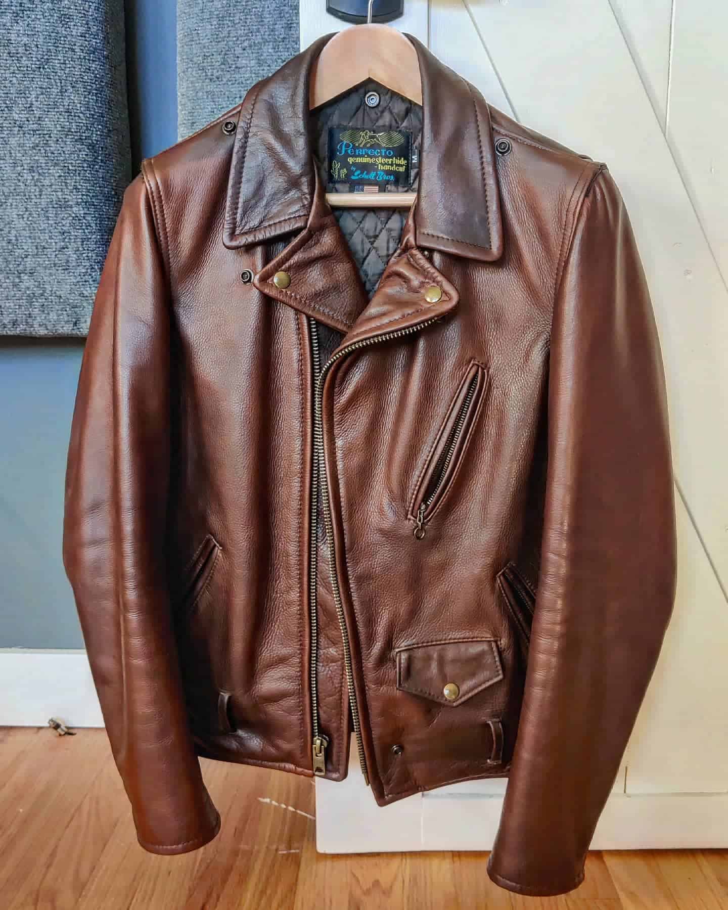 freshly oiled leather jacket