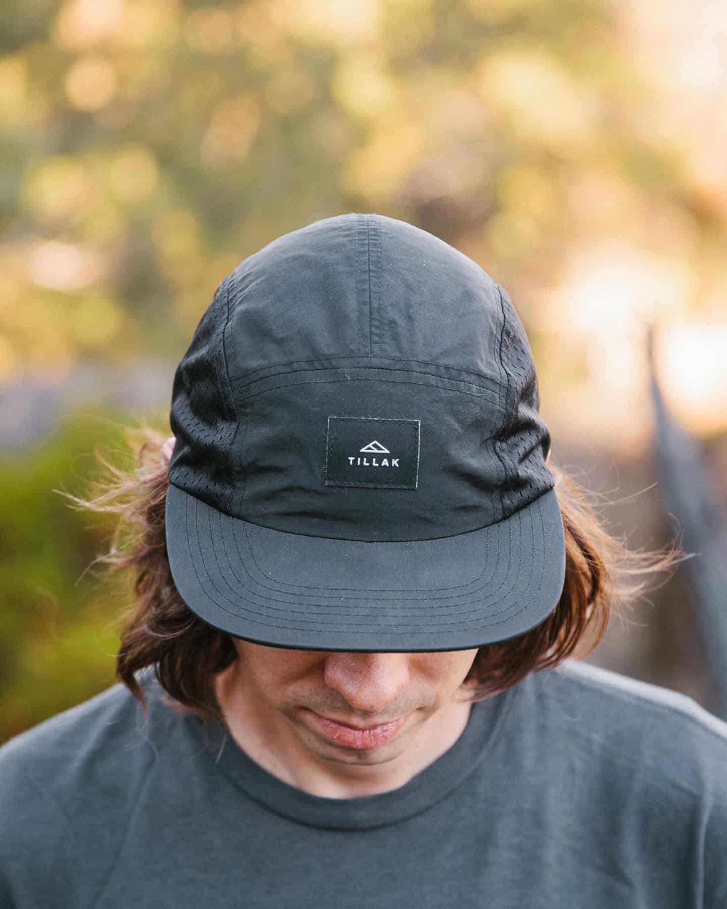 man wearing the tillak wallowa camp 5-panel cap