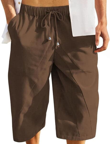 COOFANDY Men’s Linen Harem Capri Pants