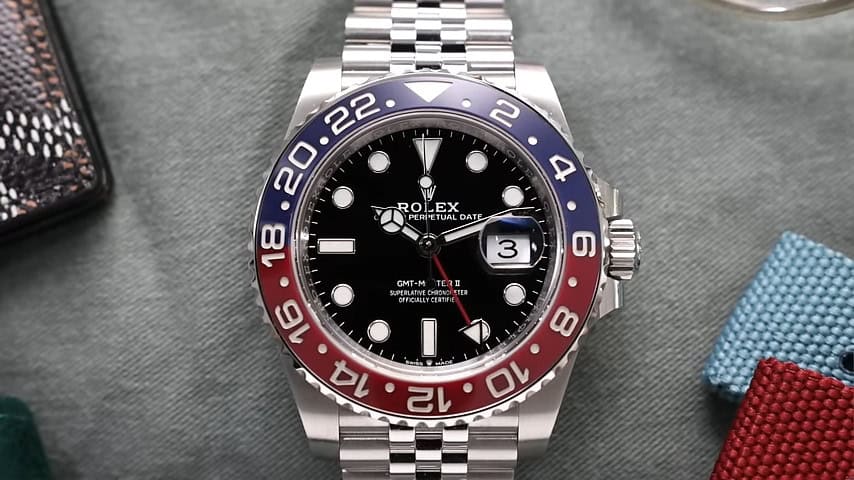 close up of a Rolex GMT Master II