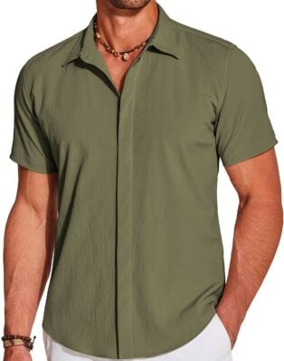Green Textured Shirt