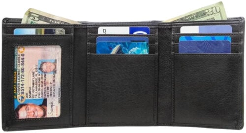 ID Stronghold Leather Trifold Wallets for Men