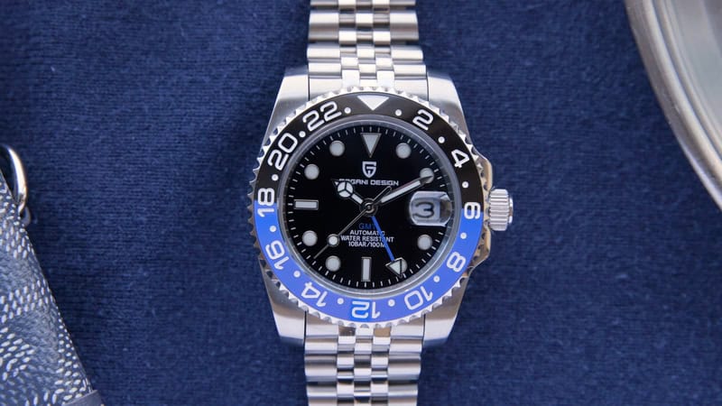 a Pagani Design Watch GMT Black and Blue