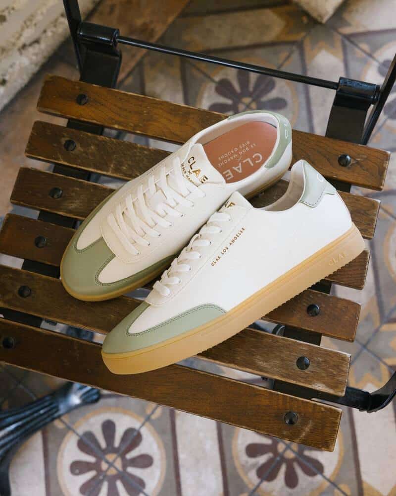 a pair of deane sneakers by clae made with cactus material