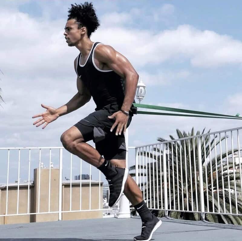 man exercising on the rooftop