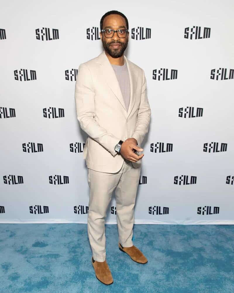 Actor/Director Chiwetel Ejiofor wearing the luca faloni linen suit