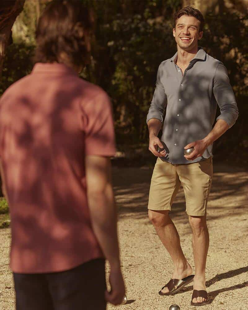 two men playing bocce