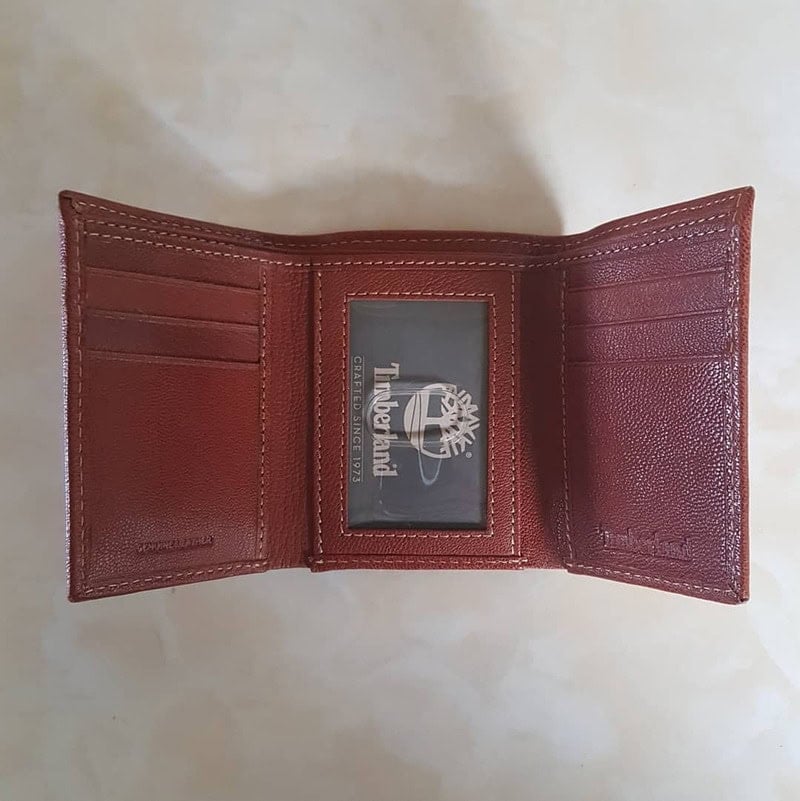 a trifold leather wallet by timberland