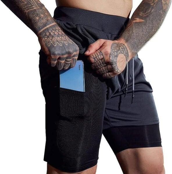 JWJ Men’s 2-in-1 Workout Running Shorts