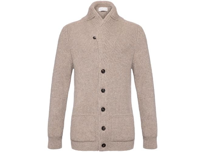 Johnstons of Elgin Ribbed Shawl Collar Cashmere Cardigan