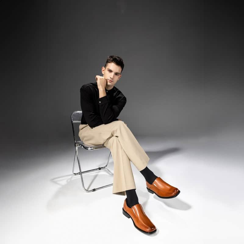 man wearing a pair of Bruno Marc Slip-On Dress Loafers