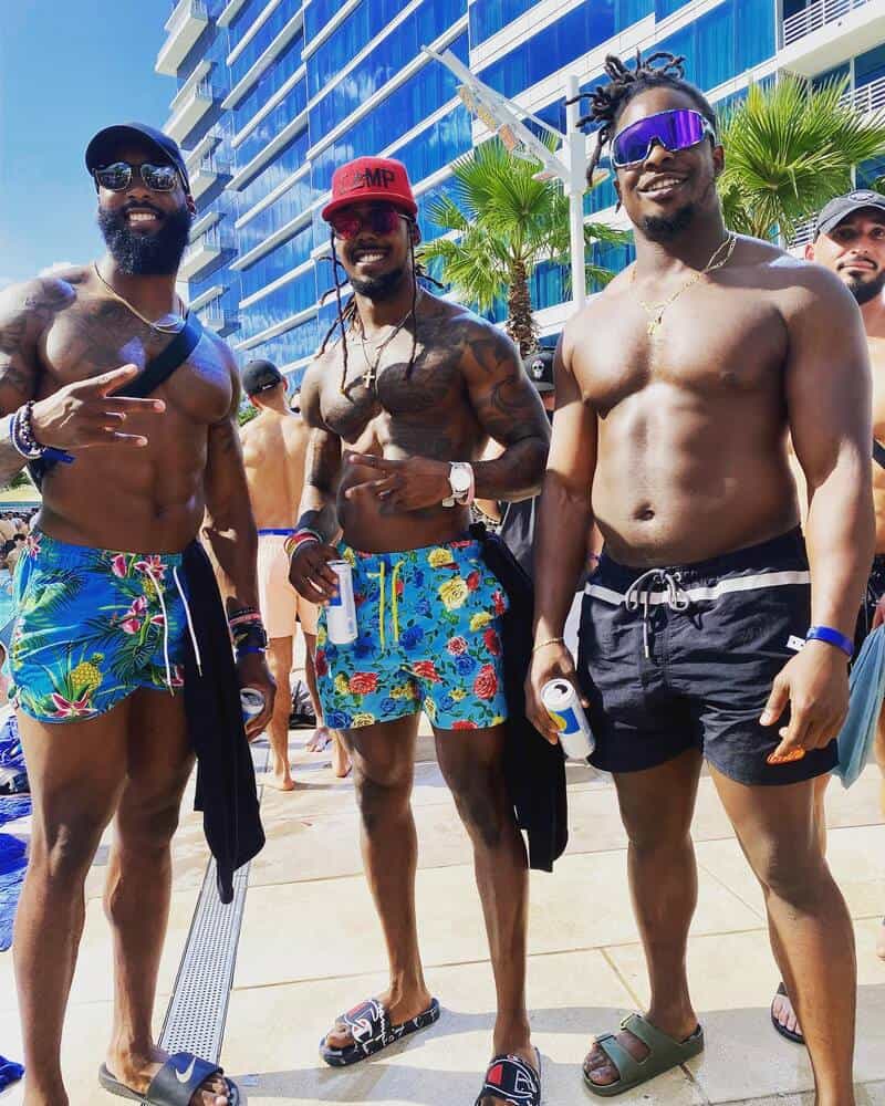 three men in their swimshorts
