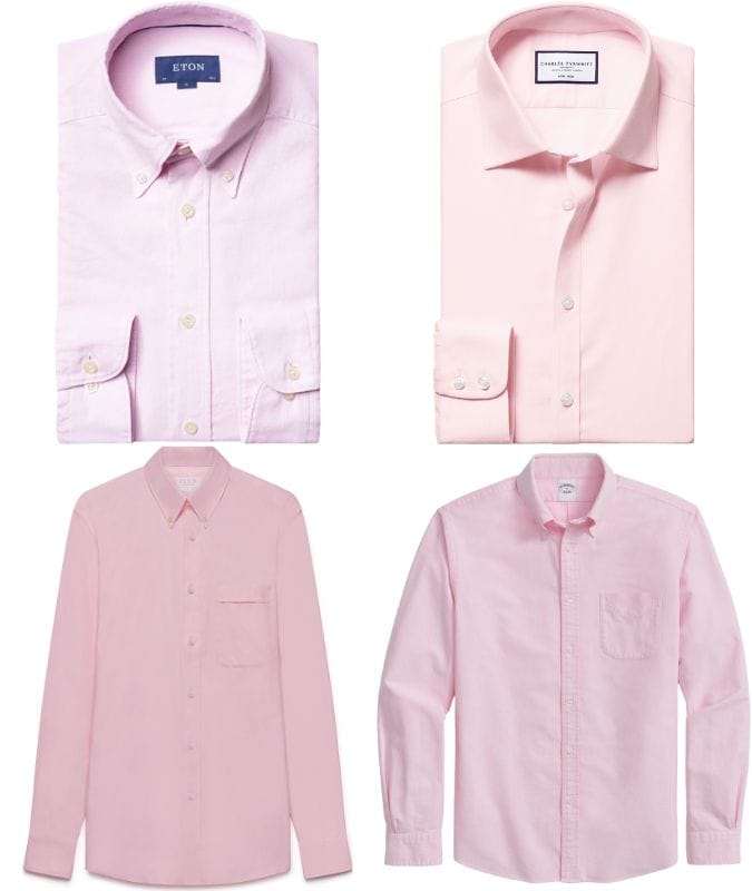 pink Oxford shirt men