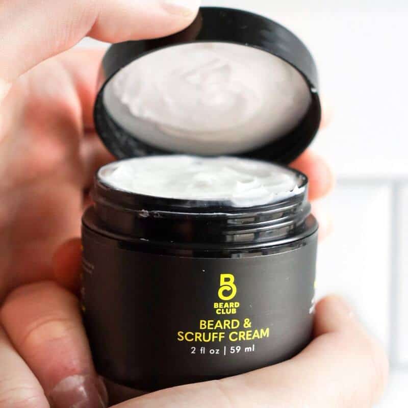 opening the lid of a Beard and Scruff Cream by Beard Club
