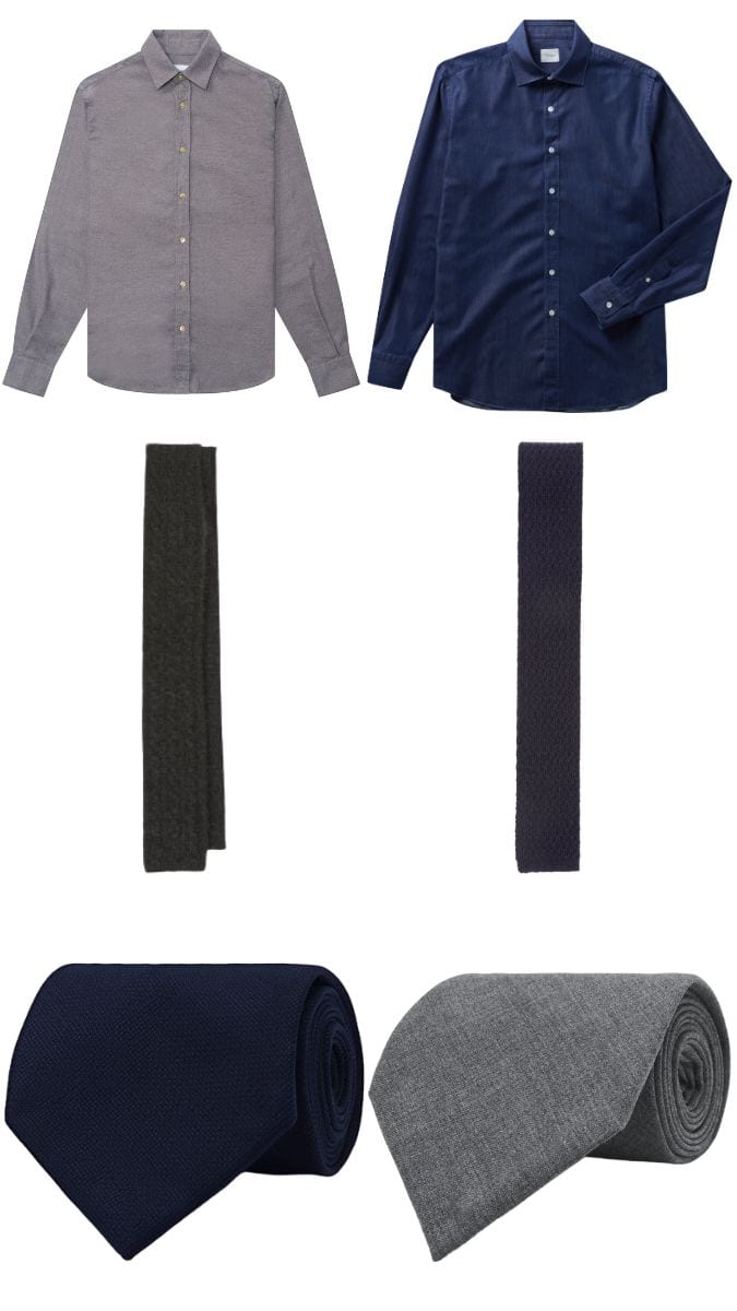 Men's Textured Shirt and Tie Combinations