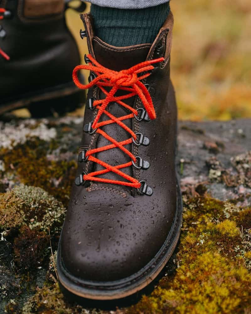 using an orange shoelace for the trickers Corbett Walking boots