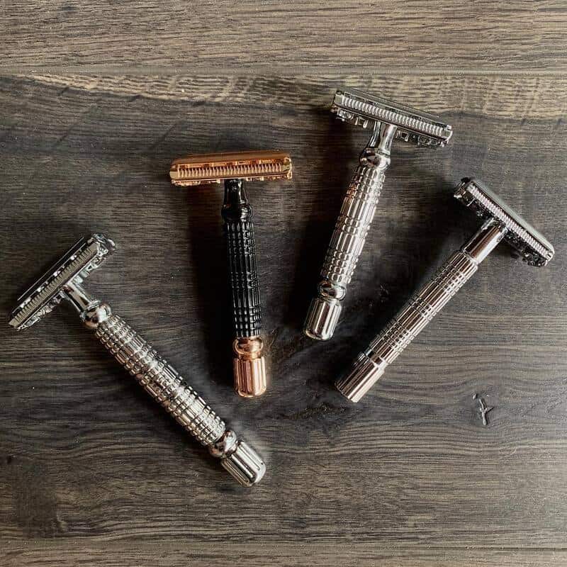 a collection of safety razors by vikings Blade