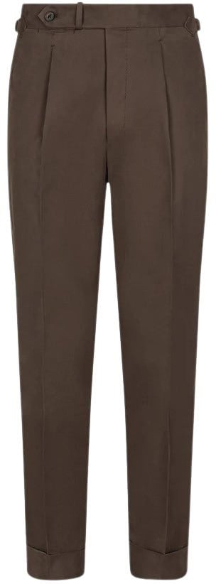 Besnard Tobacco Single Pleat Cotton Drill Trousers: best pants for tall men