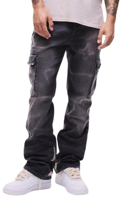 Boohoo Overdyed Distressed Cargo Jeans