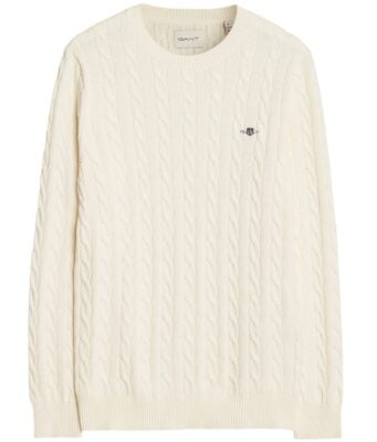 Gant Cotton Cable Knit Crew Neck Sweater