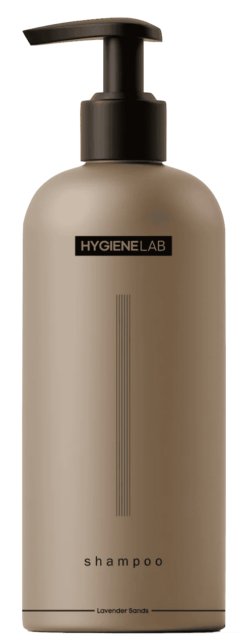 A bottle of HygieneLab Shampoo