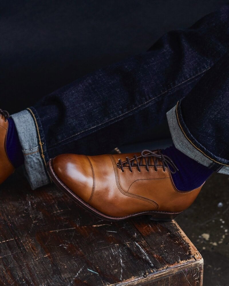 man wearing the Allen Edmonds Park Avenue Shoes