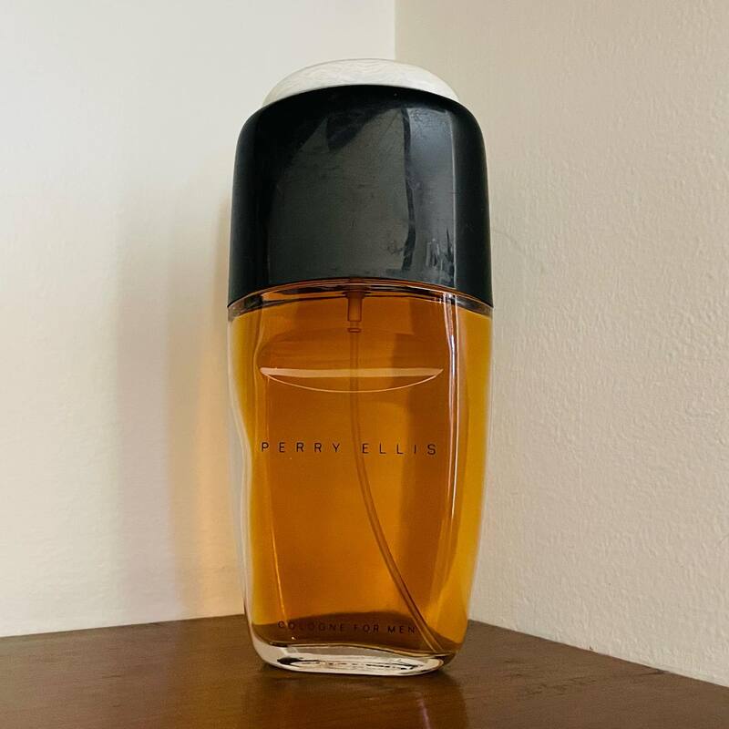 A bottle of perry ellis for men cologne