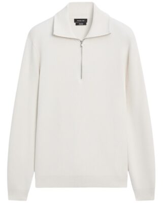 Massimo Dutti Cotton mock neck knit sweater with zip