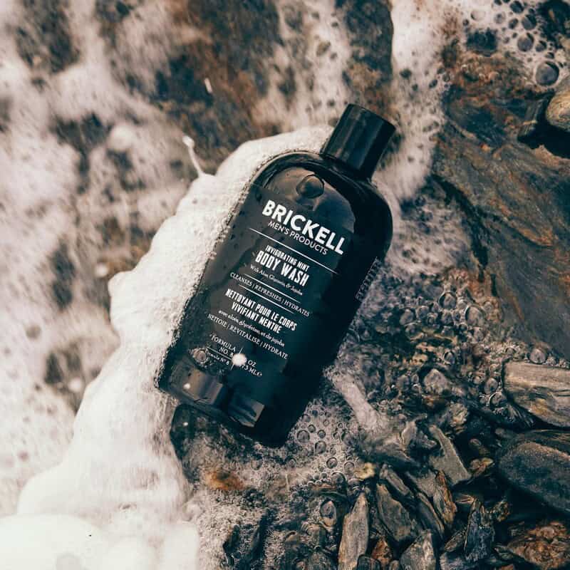 a bottle of Invigorating Mint Body Wash by Brickell