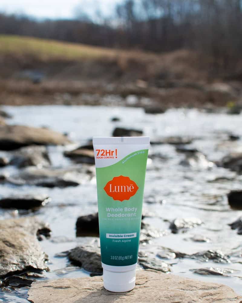 a tube of Lume Whole Body Deodorant cream in Fresh Alpine Scent: Lume deodorant review