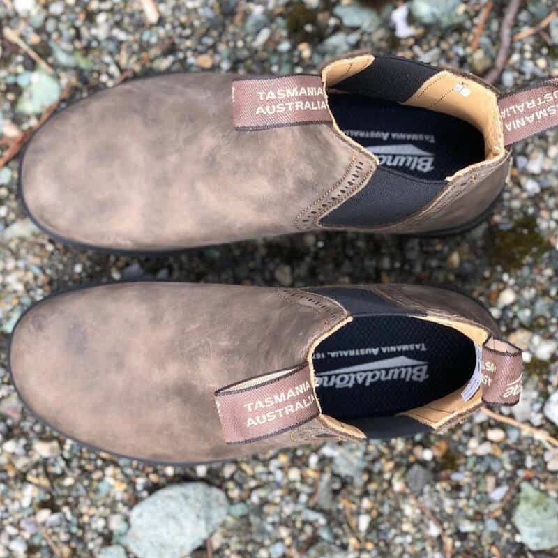 a pair of rustic brown Blundstone Boots