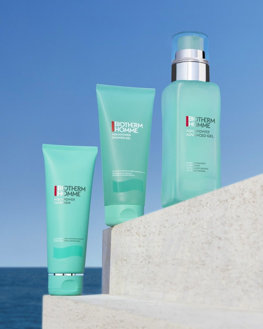 a collection of Biotherm Aquapower grooming range