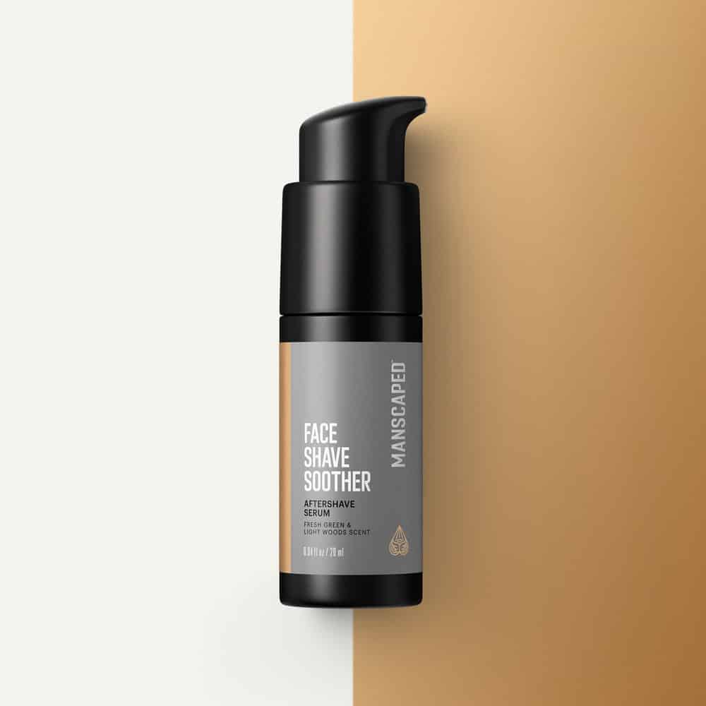 face shave soother on white and gold
