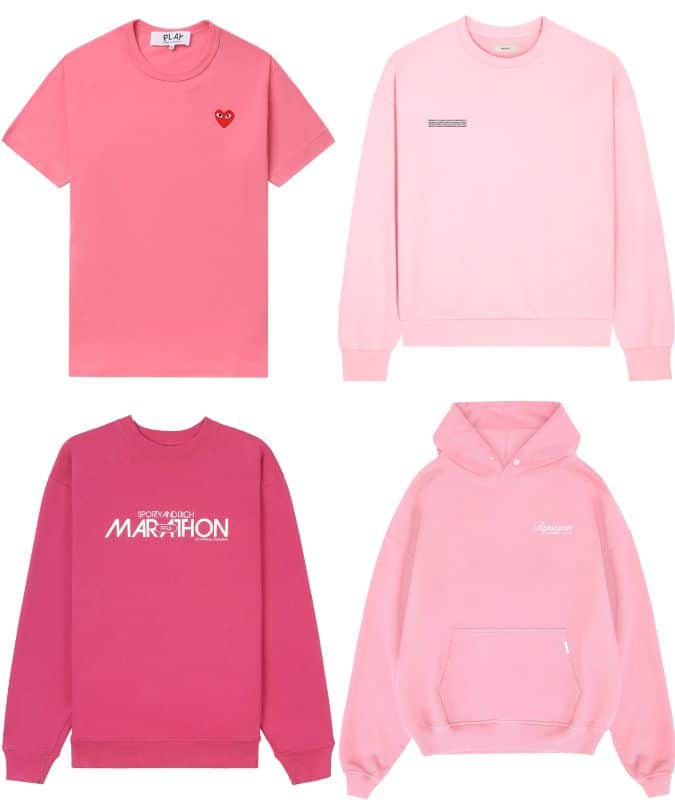 pink T-shirt hoodie sweatshirt men