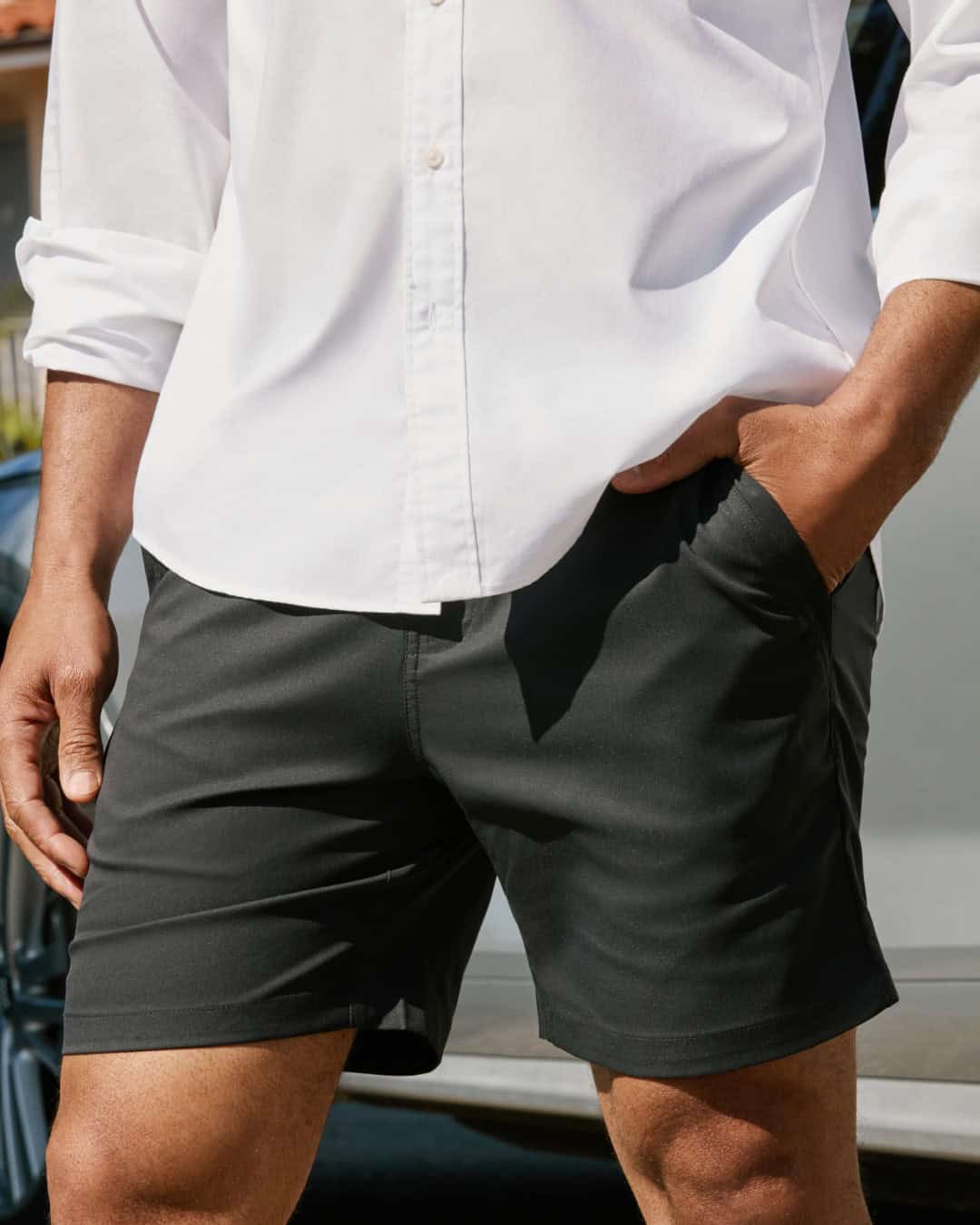 man wearing the Jetsetter Tech Shorts