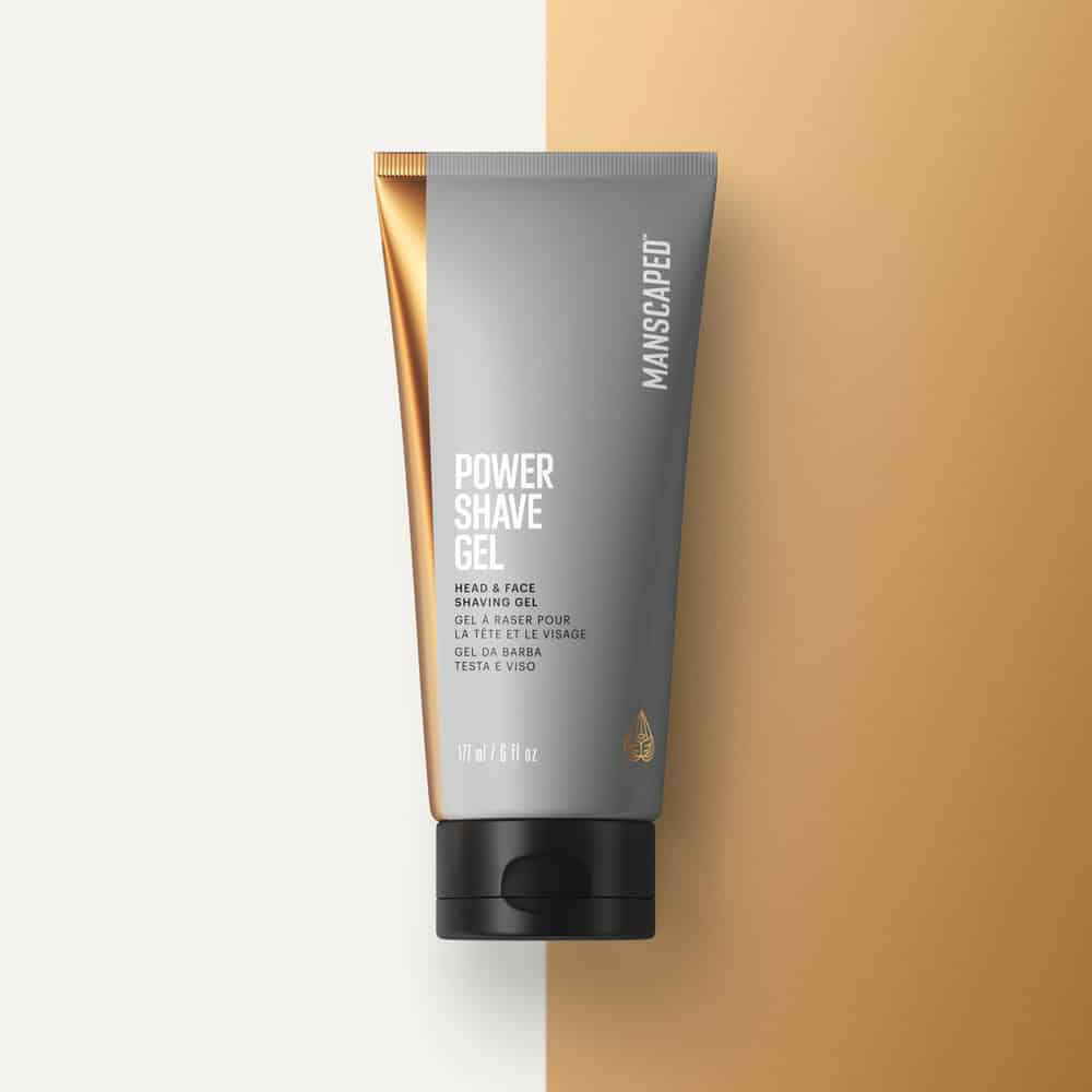 power shave gel on white and gold