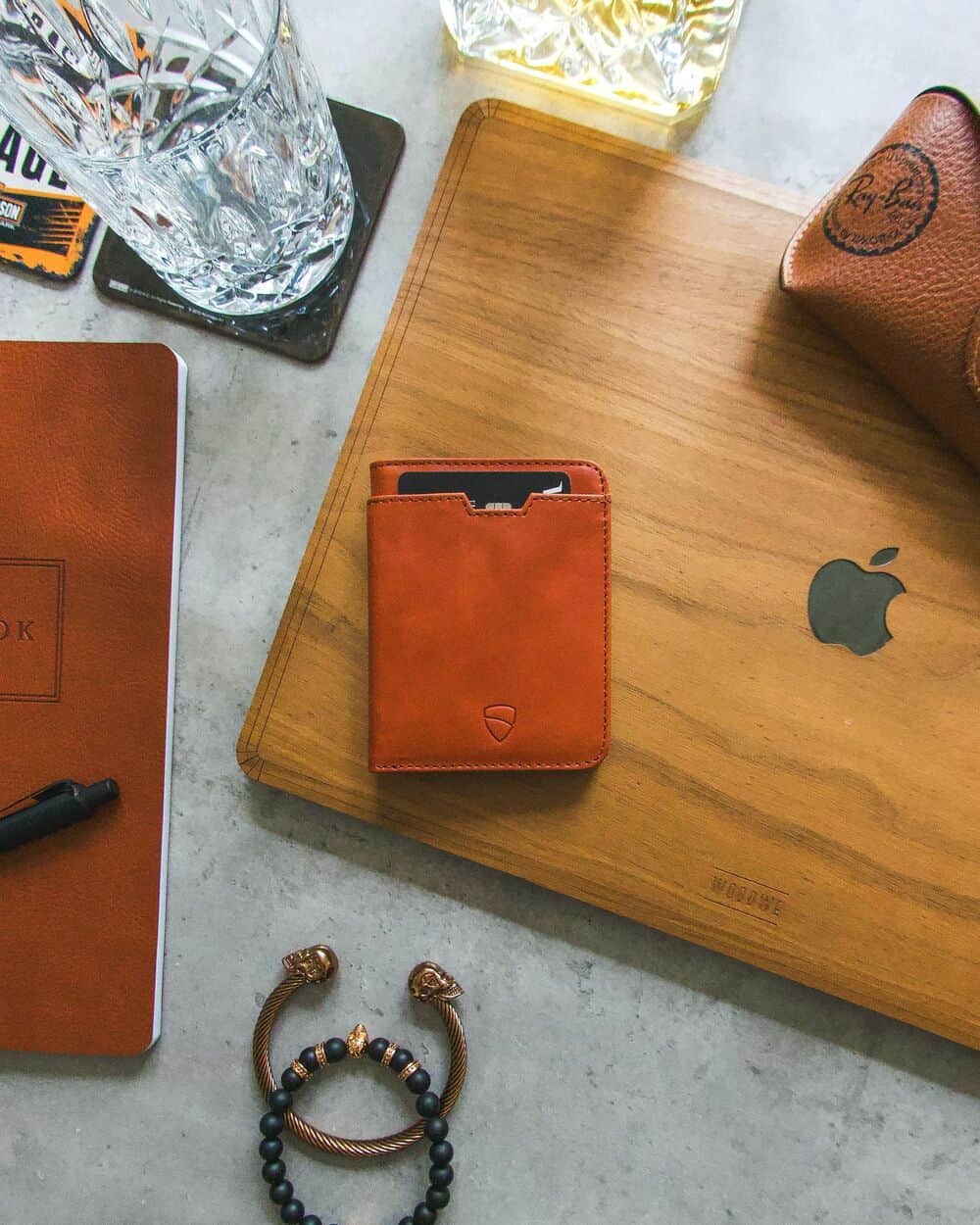 the Vaultskin City Wallet on top of a laptop